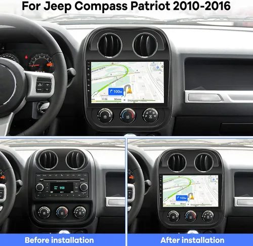 Vista 2 de [2G+32G] Radio de coche para Jeep Compass Patriot 2010-2016, 10.1 pulgadas Android 11 pantalla táctil estéreo, Carplay/Android Auto/Mirror