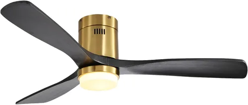 Vista 9 de CACI Mall Ventiladores de techo inteligentes de madera de 52 pulgadas con luces y control remoto, 3 cuchillas, perfil bajo, moderno, compatible