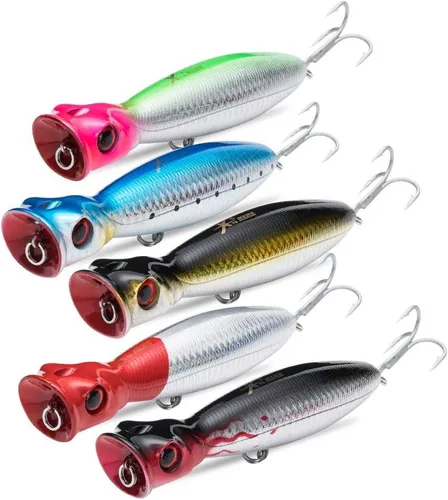 Vista 9 de KINGDOM 5 Colores Big Splash Long Casting Popper Pesca Señuelos 9.5/16/1.27 oz Flotante Agua Pesca Plugs 80/100/5.118 in Ruido Mejorado 3D Simulado