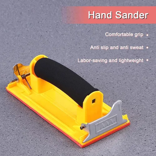 Vista 4 de Lijadora de mano, soporte para papel de lija con mango de esponja, bloque de lijado manual manual de 7 x 3.5 pulgadas para paneles de yeso, madera