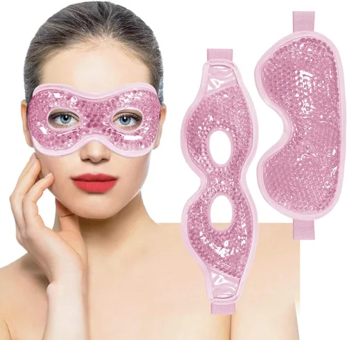 Vista 9 de Mascarilla de gel refrescante con agujeros, 2 paquetes de ojos fríos para ojos hinchados e hinchazón, paquete de gel de calor reutilizable