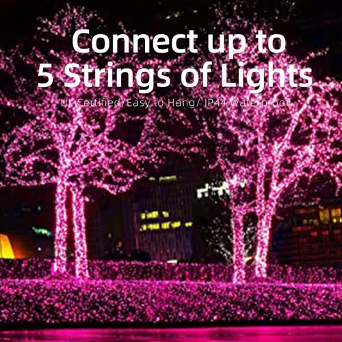 Vista 5 de Guirnalda de luces de alambre verde de 19.6 pies, 100 luces incandescentes de Navidad (rosa, 100 luces)