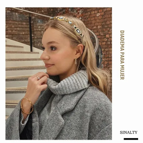 Vista 6 de Diademas de perlas doradas barrocas con diamantes de imitación para el cabello, aro de cristal para mujer (elegante)