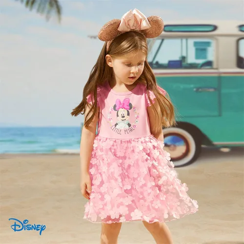 Vista 2 de Disney Mickey and Friends - Vestido de Minnie Mouse para niña pequeña, vestido de Minnie Mouse, vestido de Minnie Vestido de verano de 3M-5Y