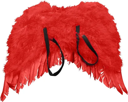 Vista 3 de Mini Cupido Rojo Ángel Diablo Alas de Plumas de San Valentín Accesorio de disfraz, Rojo
