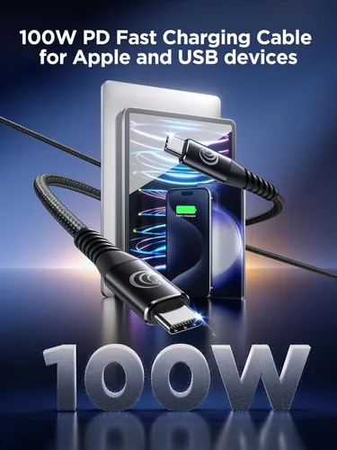 Vista 2 de Aioneus Cable USB C a USB C, paquete de 2 cables tipo C de 3 pies de carga Negro