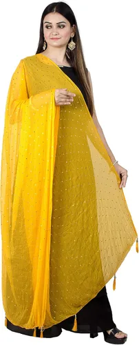 Vista 21 de Chandrakala Chal Dupatta de gasa para mujer, chal envolvente Chunni, beige (D191-P)