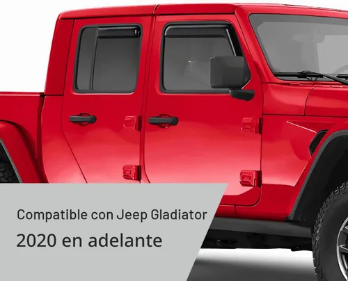 Vista 5 de Voron Glass - Deflectores de ventana in-Channel extra duraderos para Jeep Gladiator 2020-2026, protectores para la lluvia, viseras de ventilación