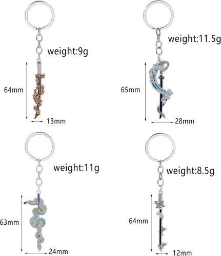 Vista 3 de Anime Slayer - Juego de pines de llavero Figuras de dibujos animados 9 Hashiras Mini Katana Sword Llaveros Esmalte Pin Joyería Hombres Mujeres