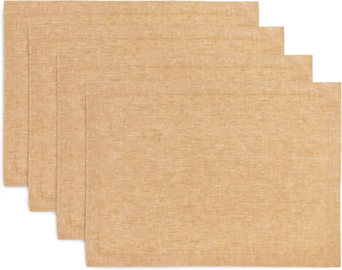 Vista 55 de Solino Home Athena - Juego de 4 manteles individuales cuadrados de lino natural claro de 14 x 14 pulgadas, manteles individuales 100 % lino puro