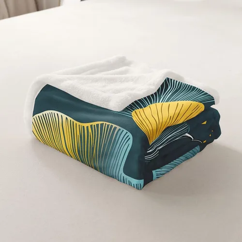 Vista 5 de Manta de hojas de Ginkgo de color amarillo, verde azulado, Ginkgo Biloba, manta de forro polar para niños y niñas, manta botánica de 40 x 50