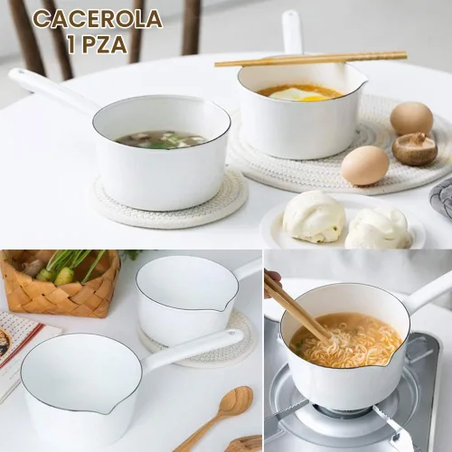 Vista 8 de Cacerola de 1.2L, sartén esmaltada para leche, calentador de mantequilla, olla de leche, fácil de cocinar y limpiar, olla antiadherente para hervir