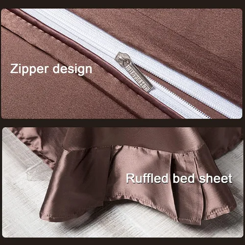 Vista 2 de OGI18-001 - Juego de funda de edredón de seda satinada, bicolor, con cremallera, 4 piezas, funda de edredón para cama doble, estampado de leopardo