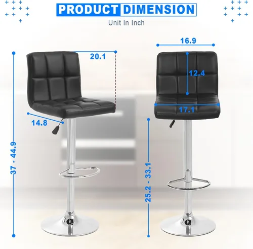 Vista 3 de Silla de bar, taburete giratorio ajustable de piel sintética, silla de comedor giratoria hidráulica con reposabrazos, sillas modernas de altura