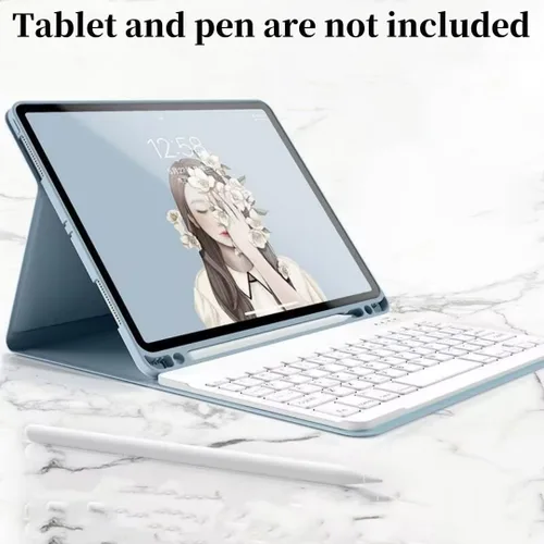 Vista 4 de Funda con teclado retroiluminado arcoíris para Galaxy Tab S6 Lite de 10.4 pulgadas con mouse y 7 colores RGB retroiluminación colorida teclado