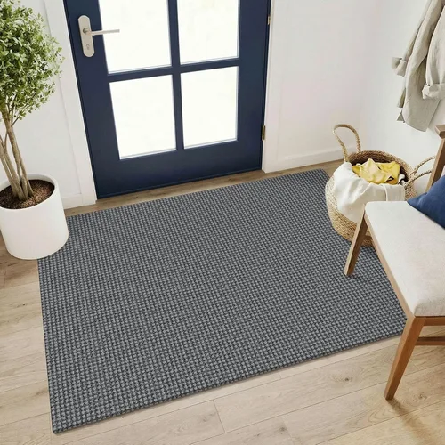 Vista 27 de KOZYFLY - Tapete para puerta de interior, lavable, pequeña, antideslizante, con respaldo de goma, felpudo de algodón para el hogar, color negro