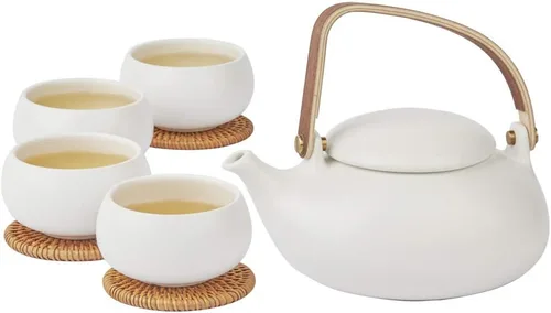 Vista 3 de ZENS Juego de té japonés moderno, mango de madera