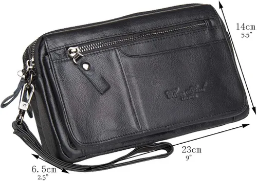 Vista 7 de Hebetag Cartera de cuero para hombre organizador de muñeca