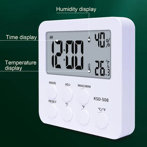 Vista 5 de Termómetros de habitación para interiores Termómetro higrómetro digital LCD, termómetro de temperatura ambiente, monitor de temperatura ambiente