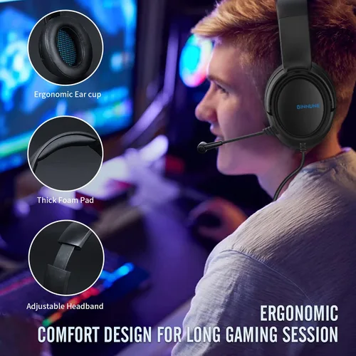 Vista 4 de BINNUNE - Auriculares para juegos para PS4 PS5 PC Xbox One Playstation 4 Xbox 1 auriculares para juegos con micrófono auriculares con micrófono