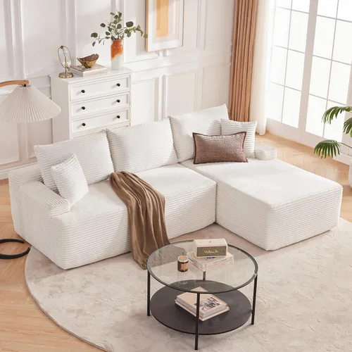 Vista 7 de Mangodan - Sofá seccional en forma de nube, sofá sin huesos para sala de estar, sofá seccional modular con asiento profundo, cómodo sofá de felpa