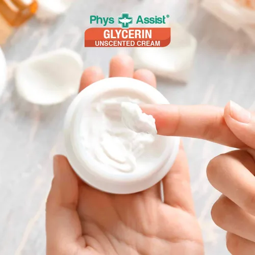 Vista 3 de PhysAssist Oncology Glicerina Crema Hidratante Sin Perfume para Piel Estresada Seca. Diseñado para aquellos con Intolerancias a la Fragancia Después