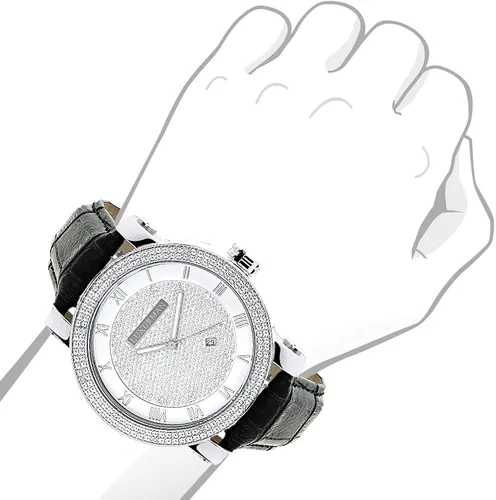 Vista 3 de LUXURMAN Relojes de diamantes para hombre VS Reloj de diamantes .18ct, ACERO, Moderno