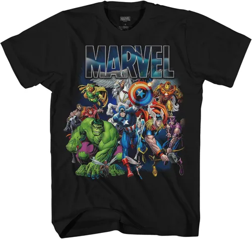 Vista 3 de Marvel with Wings - Camiseta gráfica para hombre Negro