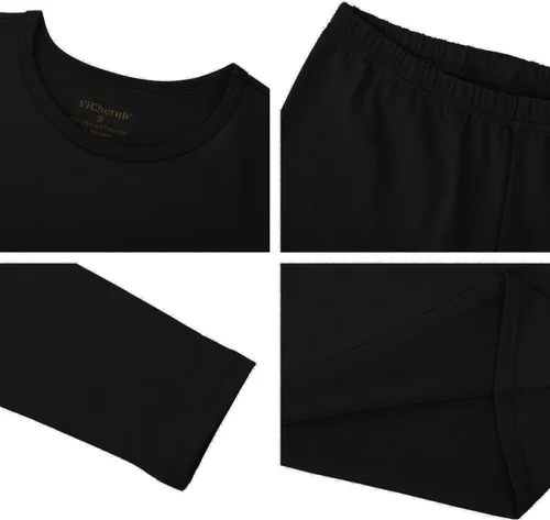 Vista 6 de ViCherub - Conjunto de ropa interior térmica para niñas con forro polar, calzoncillos largos, capa base, parte superior e inferior para invierno frío