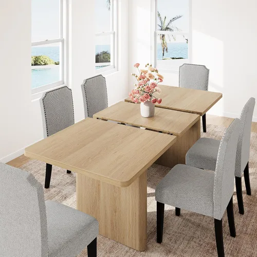 Vista 18 de GarveeHome 63" Long Oval Dining Table with Wooden Base for 4-6 People