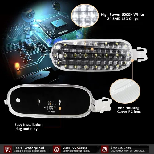 Vista 5 de D-Lumina Cubierta de luz de techo interior clara para 2005-2018 Dodge Ram 1500 2500 3500 4500 5500, Dodge Dakota Durango y Jeep Commander Liberty