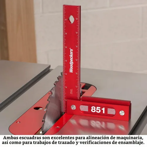 Vista 7 de Woodpeckers Escuadra de carpintería de precisión, 6 pulgadas, aluminio, fabricado en Estados Unidos, escuadra con múltiples características