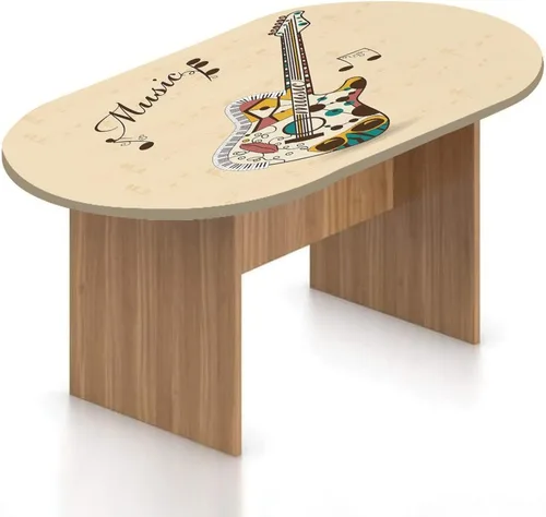 Vista 11 de Mantel ovalado ajustable de poliéster elástico para guitarra, instrumento dibujado a mano, tema de rock and roll, mantel ajustable con estampado
