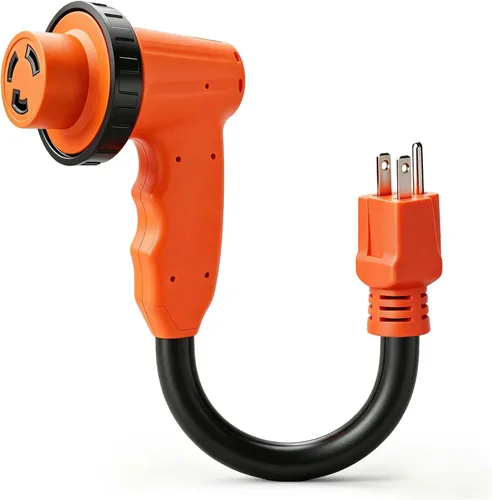 Vista 9 de Cable adaptador RV de 30 amperios a 110 voltios, Dogbone NEMA 5-15P a TT-30R