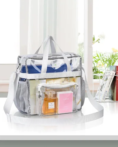 Vista 94 de MAY TREE Bolsa transparente para eventos en estadios de 12 x 6 x 12 pulgadas, bolsa de almuerzo transparente con correas reforzadas para trabajo