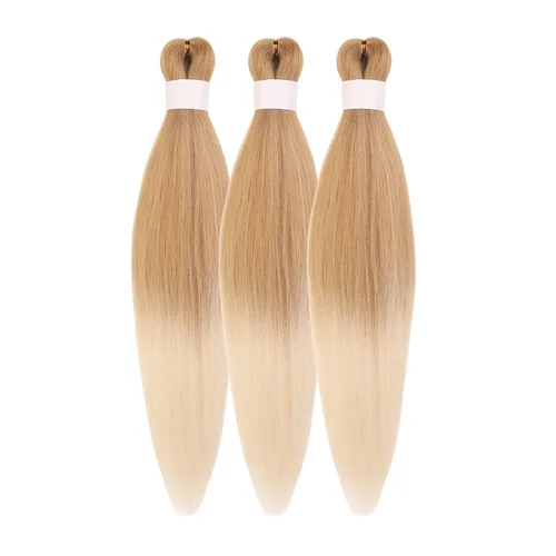 Vista 24 de Pelo corto negro trenzado preestirado de 14 pulgadas para trenzas sin nudos, pelo sintético 1B trenzado para trenzas Bob Box