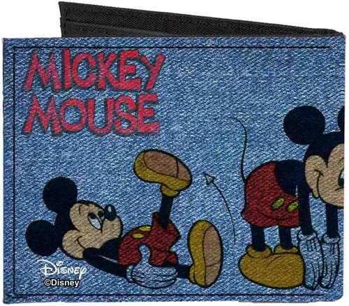 Vista 2 de Buckle-Down Billetera plegable de lona estándar para hombre, Mickey Mouse, 4.0 x 3.5 pulgadas
