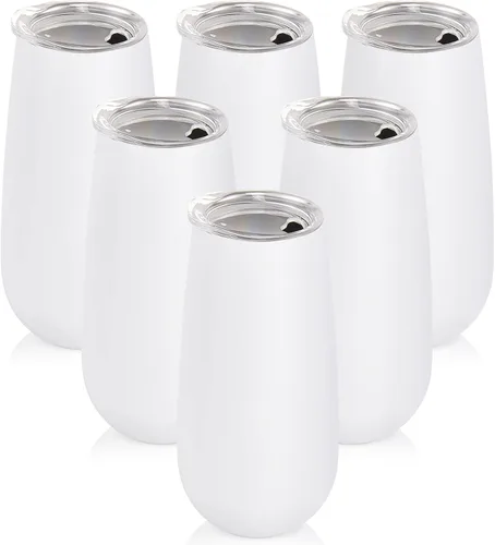 Vista 16 de Paquete de 2 vasos de champán sin tallo, vaso de flauta aislado de 6 onzas, vasos irrompibles de doble aislamiento para amigos, cumpleaños, Navidad