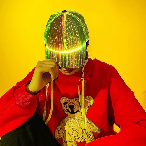 Vista 3 de TECZERO Sombrero brillante con luz LED, gorra de béisbol luminosa de fibra óptica recargable para regalo de Navidad, fiesta, festival, baile, rave