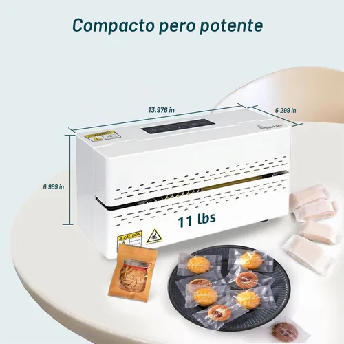 Vista 5 de Phezer Máquina de sellado térmico continuo, sellador automático de bolsas de plástico con control digital de temperatura, sellador térmico de banda