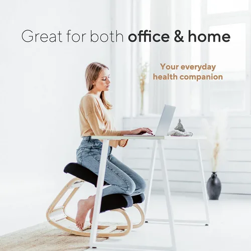 Vista 5 de Silla ergonómica de rodillas con acolchado extra, soporte de postura, cómoda silla de escritorio, taburete mecedor en ángulo y asiento