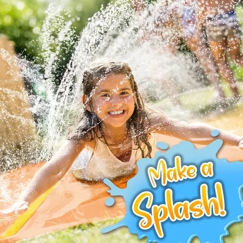 Vista 5 de Stargo 18 x 5 pies – Salpicaduras y tobogán deslizante, toboganes acuáticos para niños – Tobogán acuático para niños al aire libre divertidos
