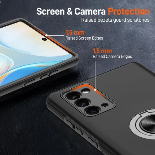 Vista 158 de Gritup - Funda para Galaxy A05S con protector de pantalla HD×2, funda protectora para teléfono a prueba de golpes con soporte magnético de anillo
