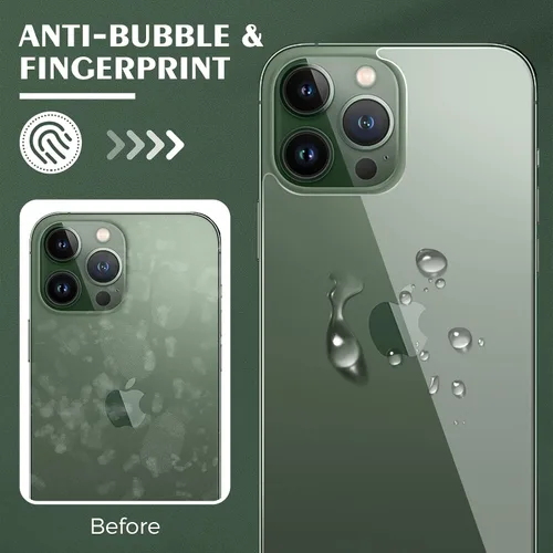 Vista 3 de Paquete de 2 protectores de pantalla trasera para iPhone 13 Pro Max, protector de vidrio trasero 13 Pro Max, protector de pantalla trasera