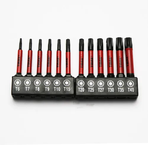 Vista 10 de TMAX Juego de puntas de destornillador de cabeza de estrella T6 Torx de 25 piezas, acero S2 de 6 puntos T-6 puntas de inserción de destornillador