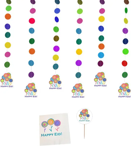 Vista 7 de Happy Eid Flower Party Cupcake Toppers (12 unidades)