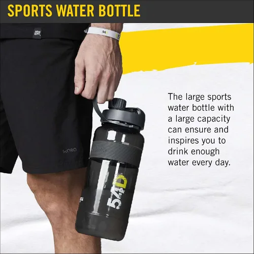 Vista 8 de 54D Botella de agua deportiva, botella de agua de medio galón con marcador de tiempo, botella de agua motivacional con pajilla, para fitness