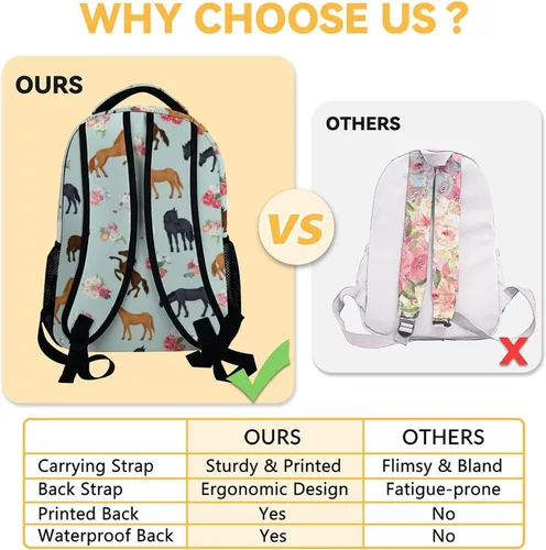 Vista 4 de Mercuryelf Mochila de caballo para niñas y niños, mochilas azules de 16 pulgadas para la escuela, divertida mochila ligera para niños, Horse-3