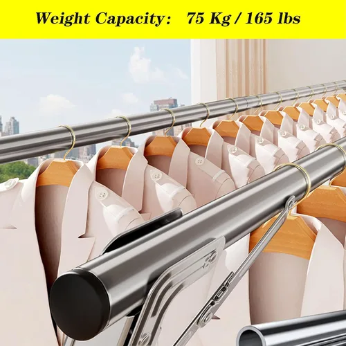 Vista 5 de Estante de secado de ropa de acero inoxidable, estantes para secadora de ropa plegables para lavandería, estantes para secadora de ropa al aire