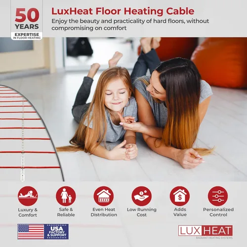 Vista 2 de LuxHeat Kit de cable de calefacción de suelo de 10 pies cuadrados - Sistema de calefacción por suelo radiante de 120 V - Sistema de suelo